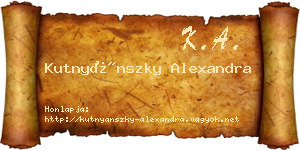 Kutnyánszky Alexandra névjegykártya